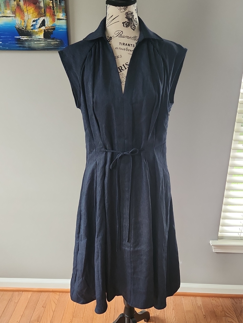 Viral OGL Navy V-Neck Tie-Waist Dress